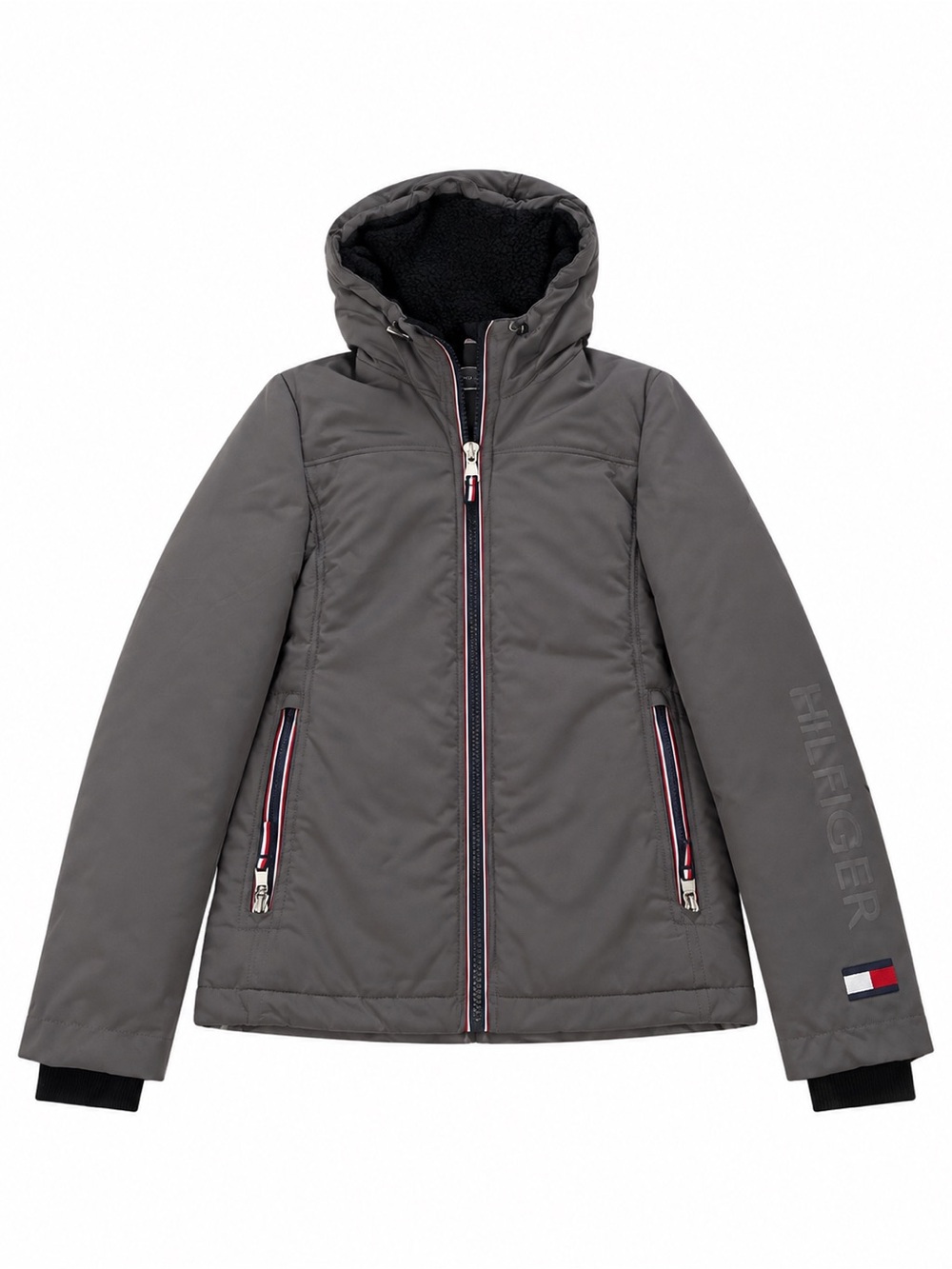 Tommy Hilfiger Girls' Hooded Puffer Jacket - Charcoal Gray